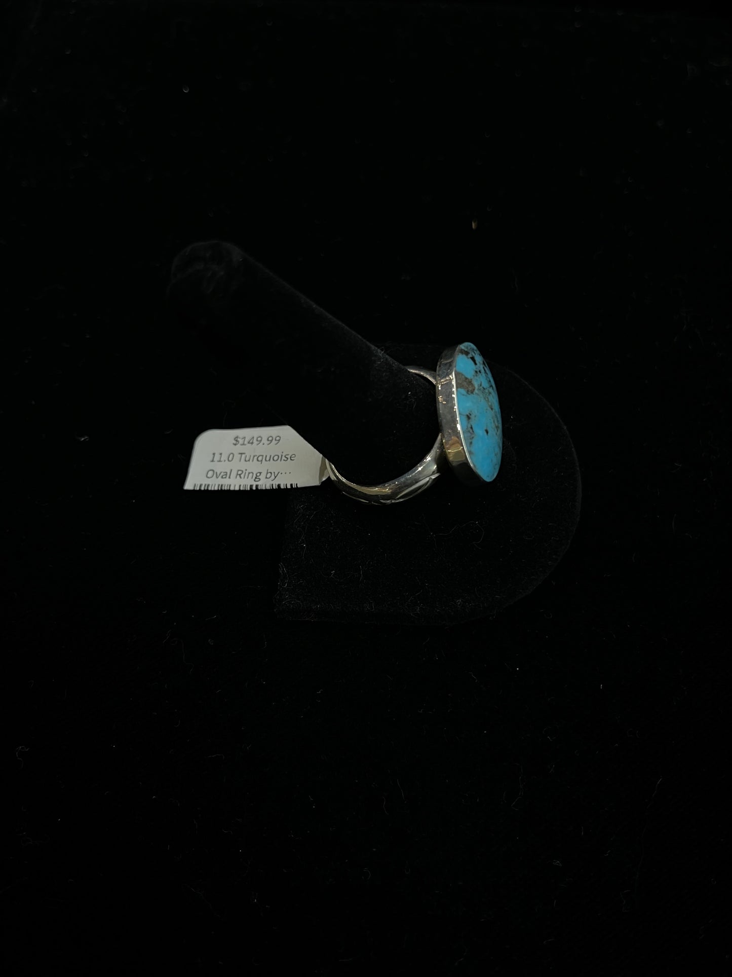 11.0 Turquoise Oval Ring by Sheena Jack, Navajo