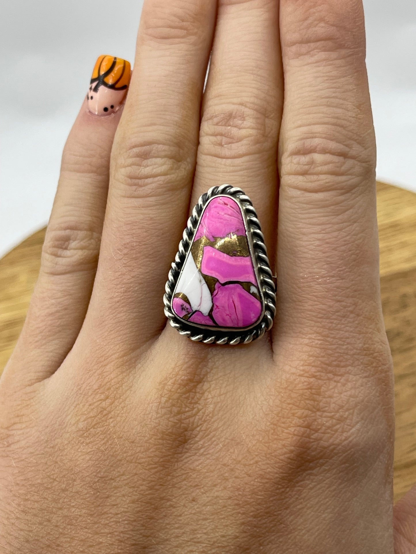 Adjustable Cotton Candy Ring by Augustine Largo, Navajo
