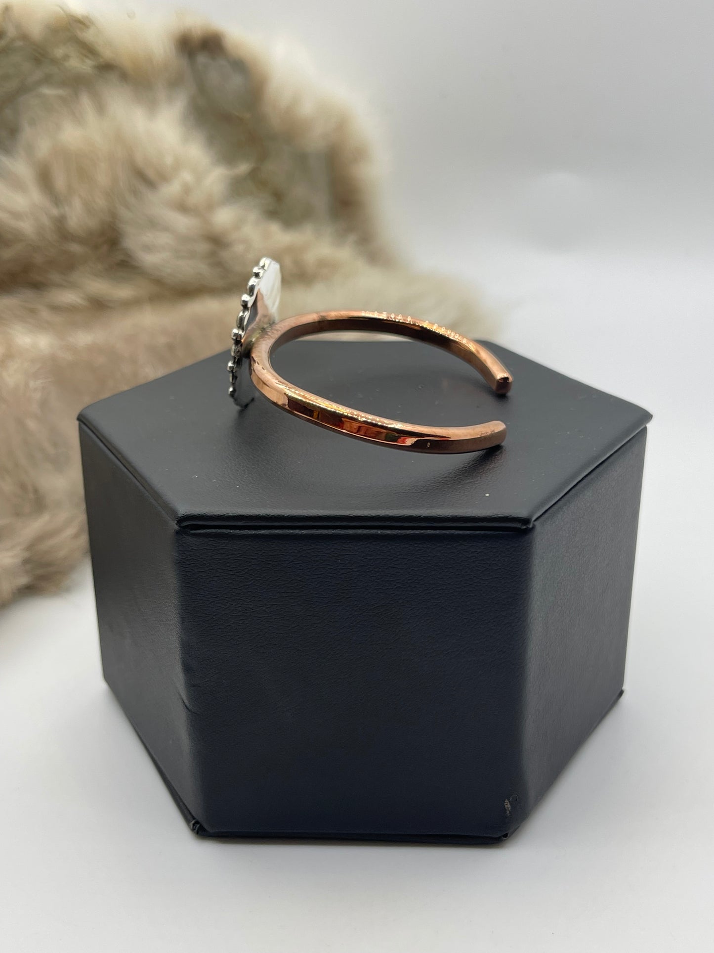 5.25”-7” Copper Band with Silver Cluster by Charlene Yazzie, Navajo