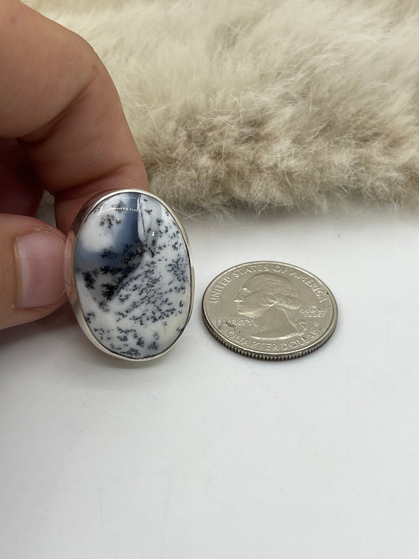 6.5 Dendrite Opal Ring by Lawrence Willie, Navajo
