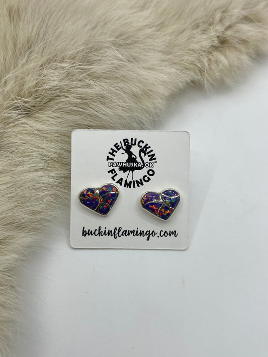 Dark Purple Opal Inlay Heart By Orena Leekya, Zuni