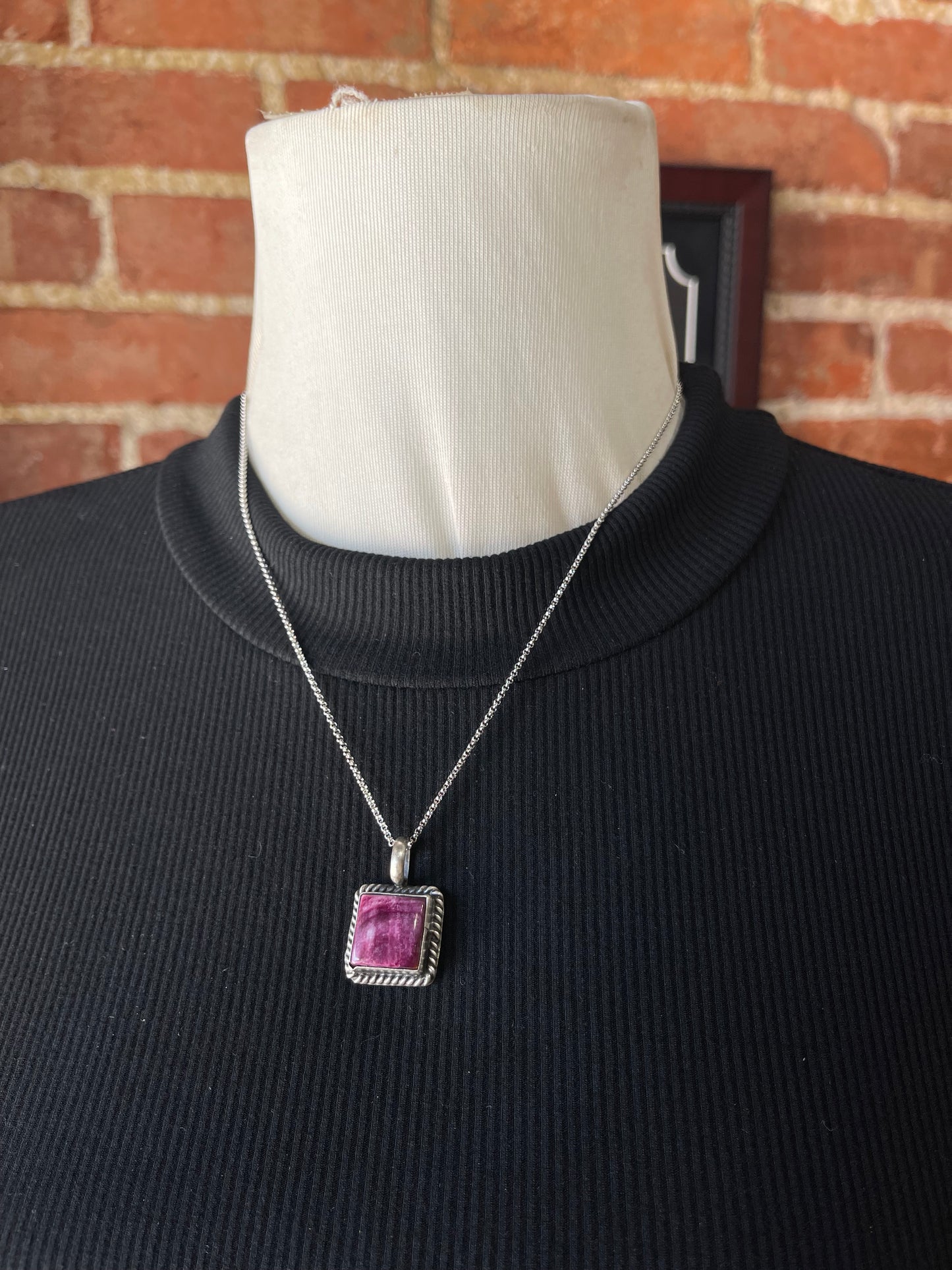 18" Square Purple Spiny Oyster Shell by Johnny Dixon, Navajo