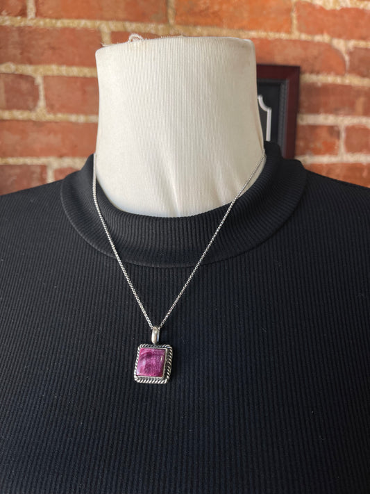 18" Square Purple Spiny Oyster Shell by Johnny Dixon, Navajo