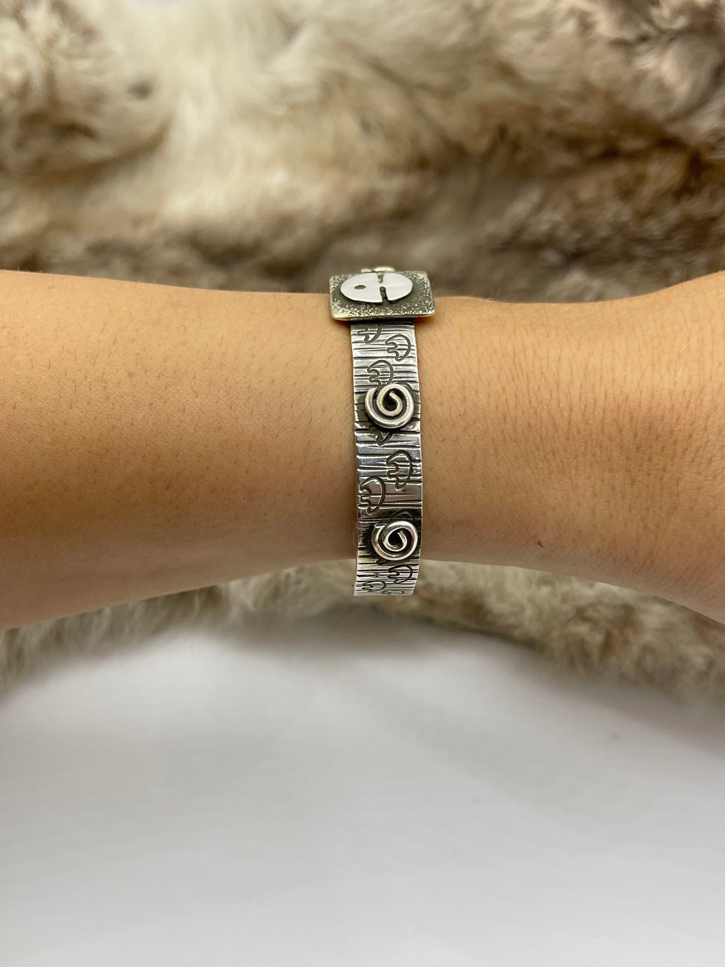 6”-7” Sun Face Cuff by Alex Sanchez, Navajo