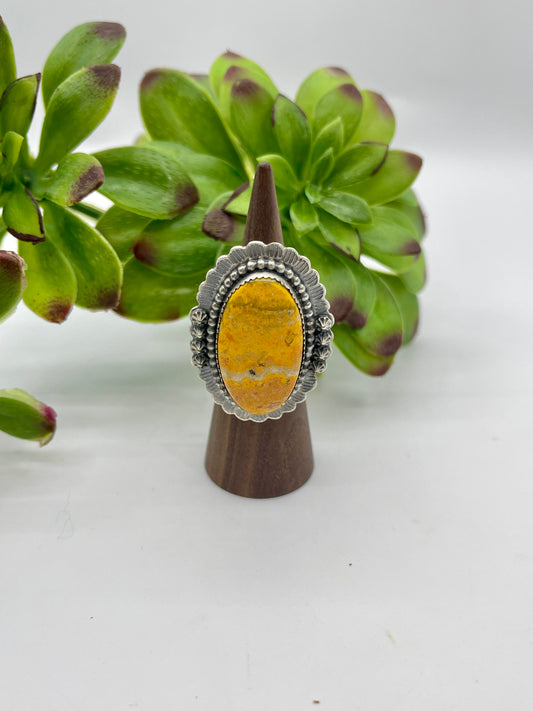 Adjustable Oval Bumblebee Jasper Ring