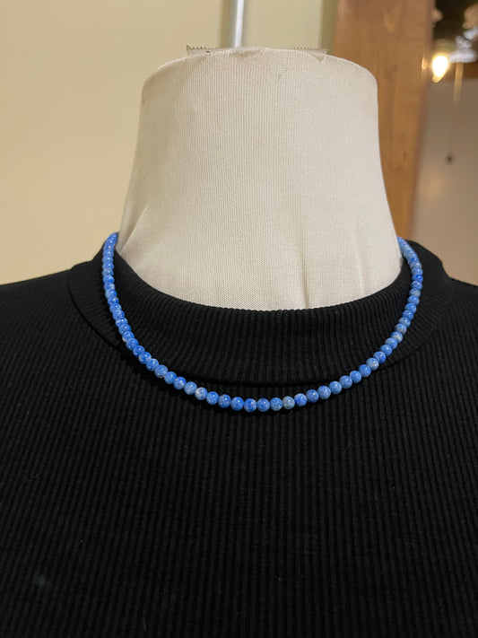 17" 4mm Denim Lapis Beaded Necklace