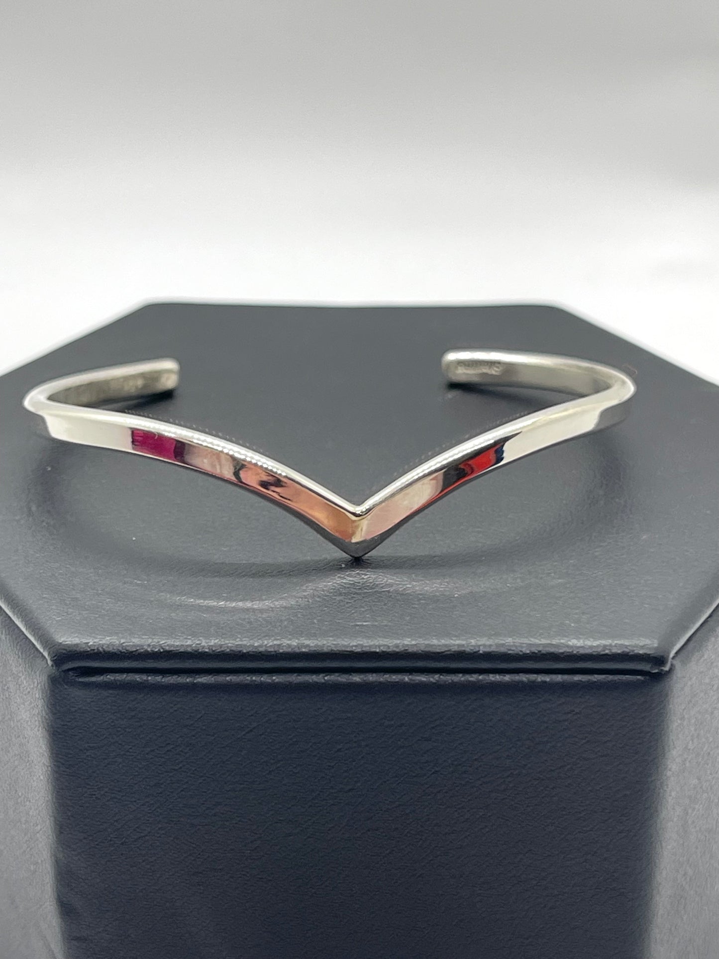 5.5"- 6.5" Chevron Sterling Silver Cuff by Elaine Tahe, Navajo