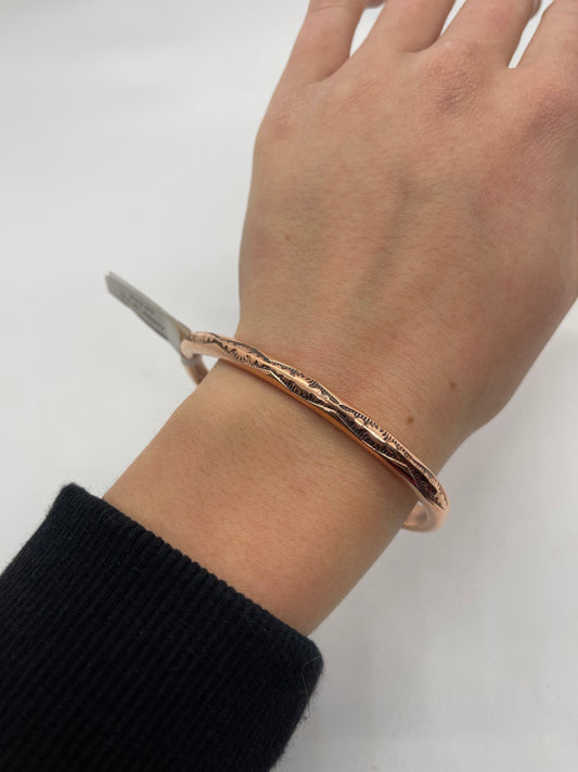 7 1/4" Heavy Copper Stamped Cuff by Elaine Tahe, Navajo