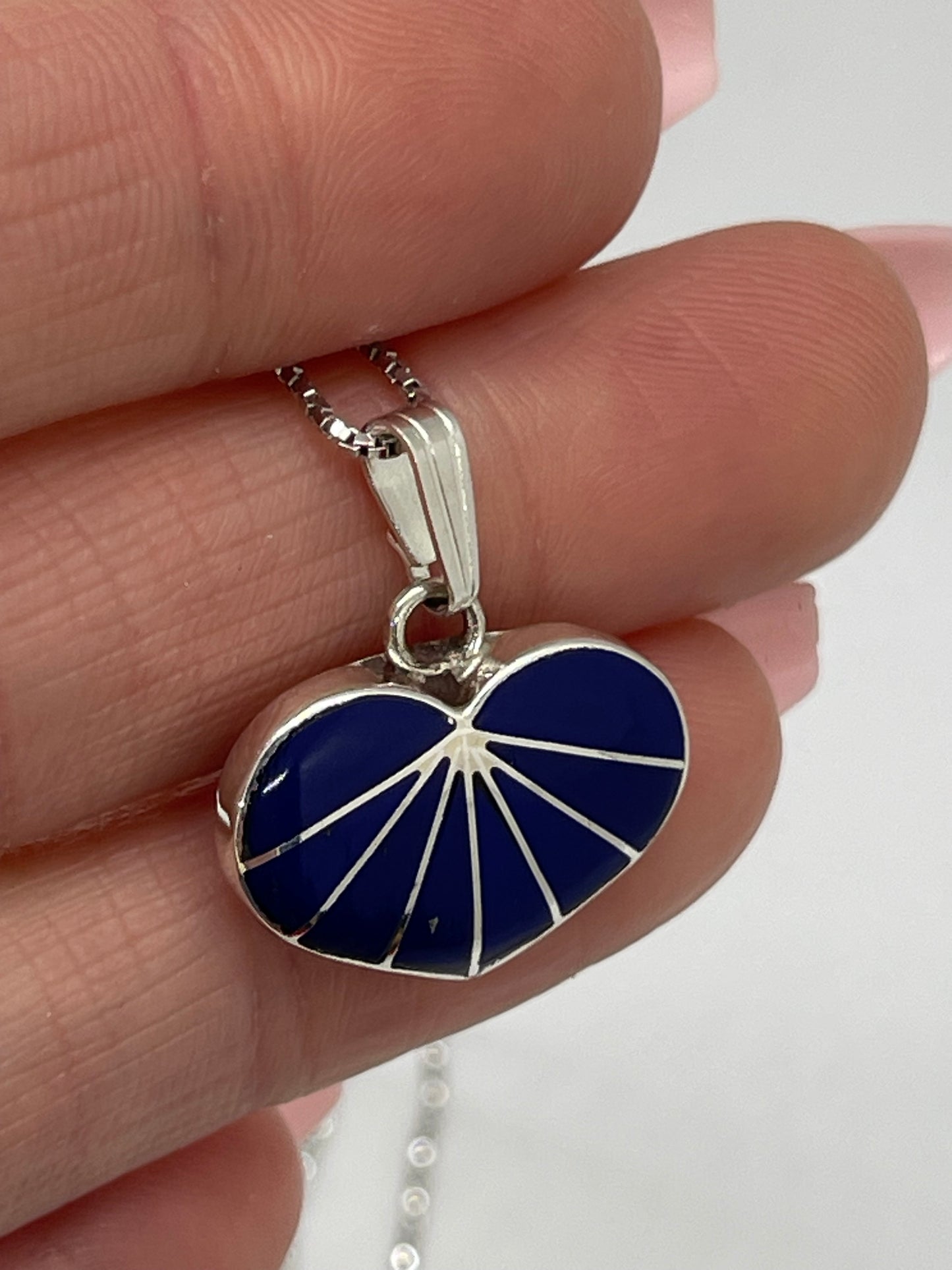 16" Lapis Inlay Heart Necklace by Zuni