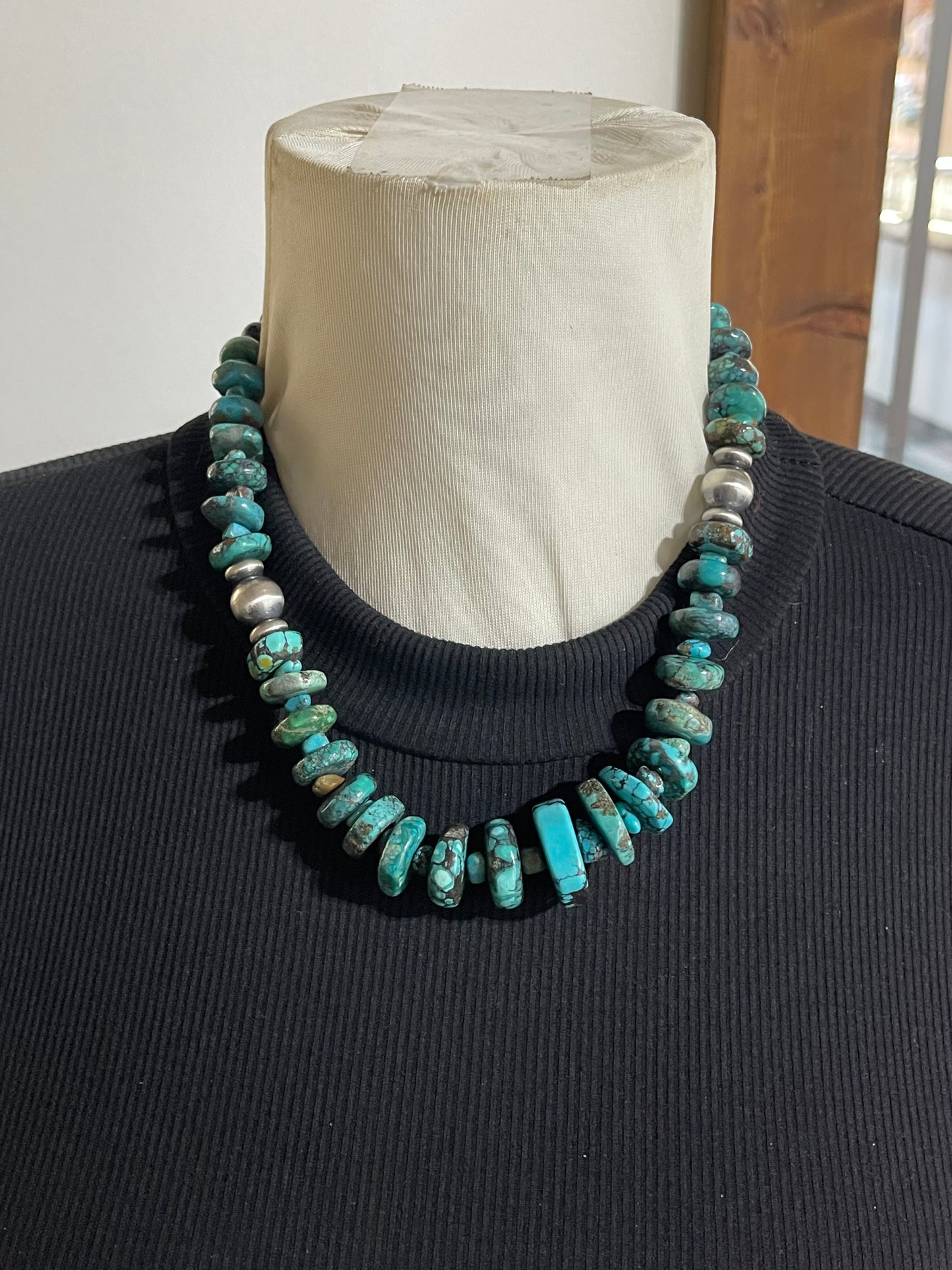 19''+1'' Extender Graduated Royston Turquoise Necklace
