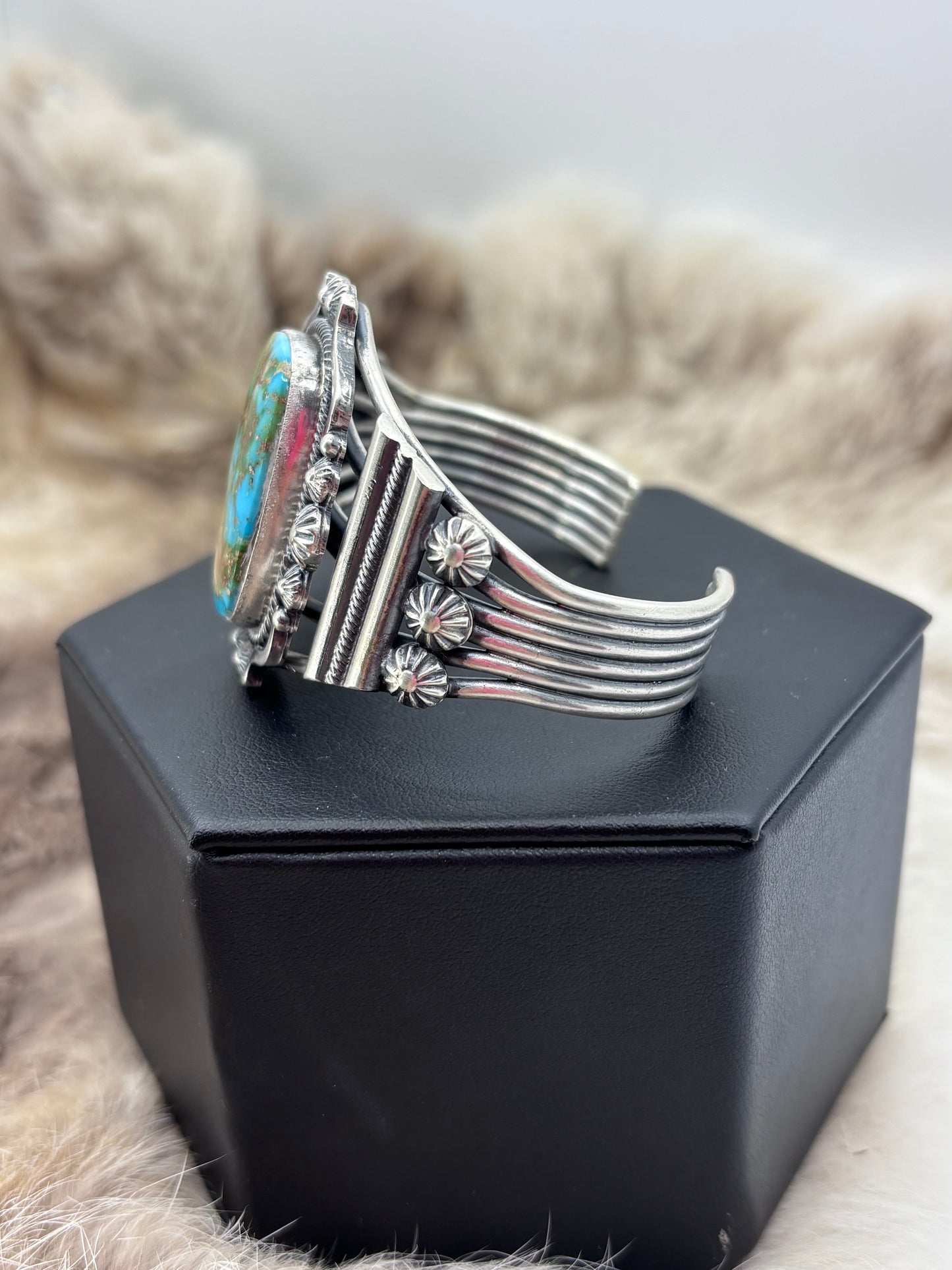 6.25" Sonoran Gold Turquoise Cuff by Tom Lewis, Navajo