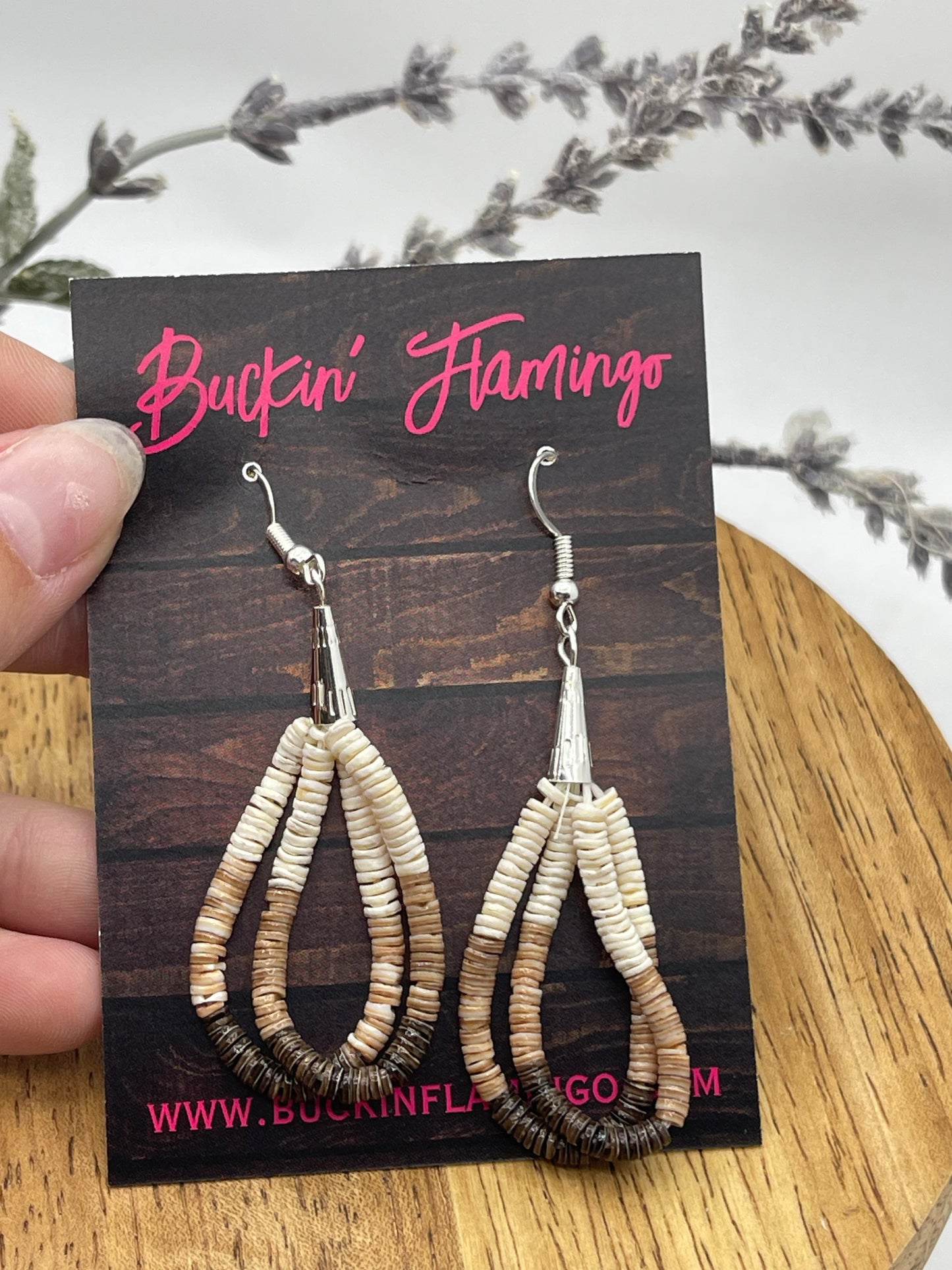 Ombre Melon Shell Teardrop Dangle Earrings by Ramona Calabaza, Santo Domingo
