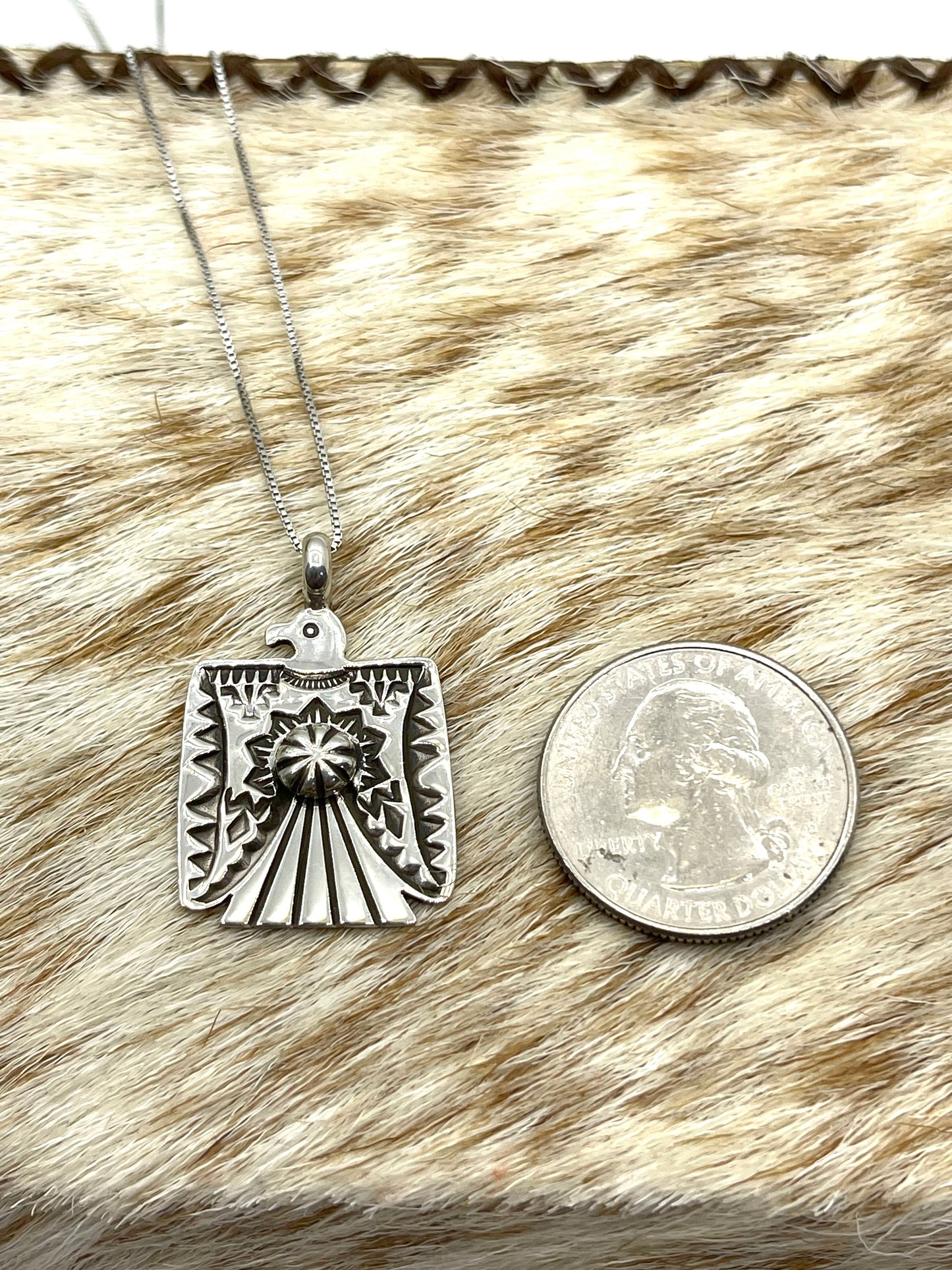 18" Thunderbird Pendant Necklace by Darrell Cadman, Navajo