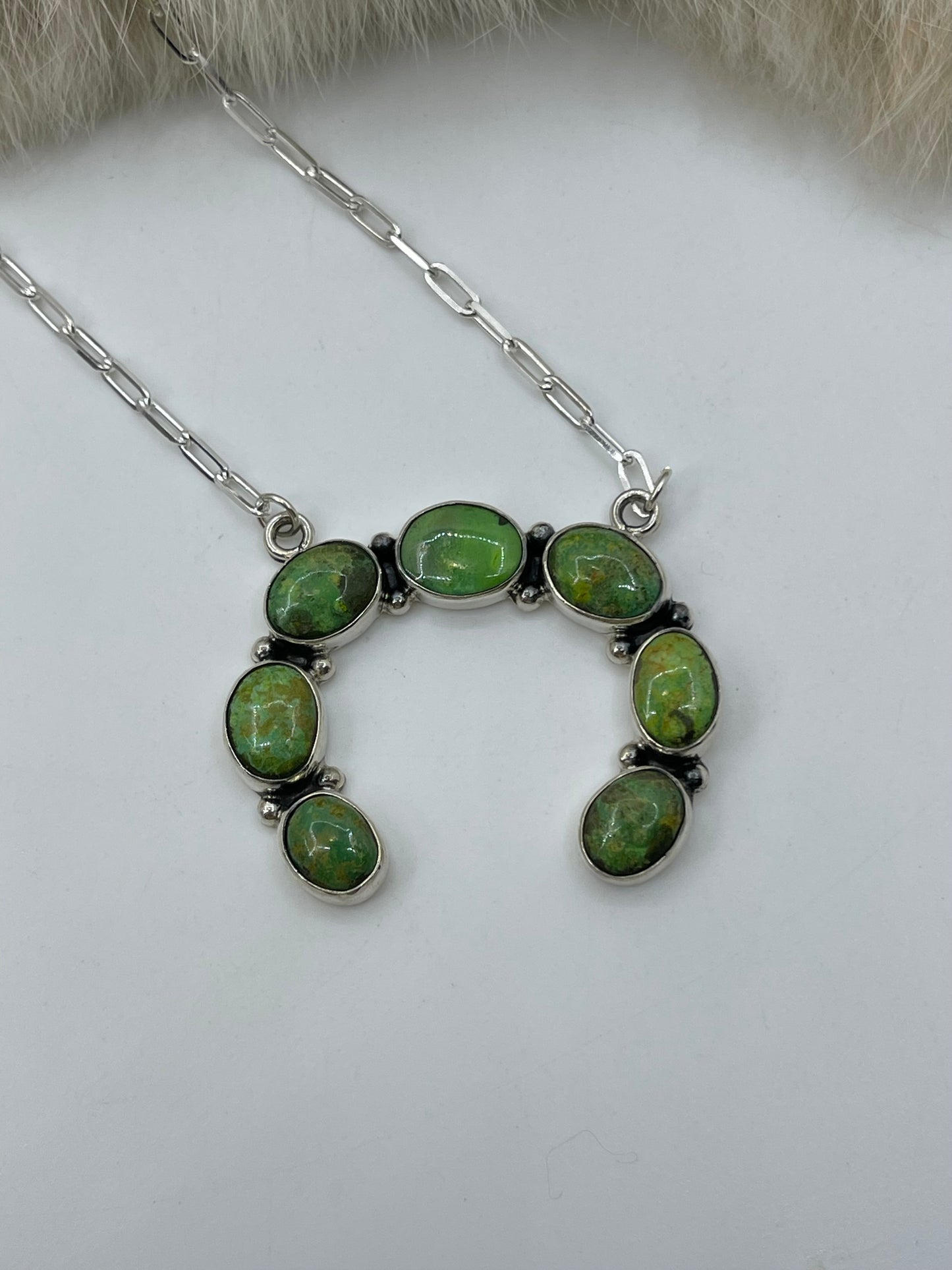 18" Green Pixie Turquoise Naja Necklace