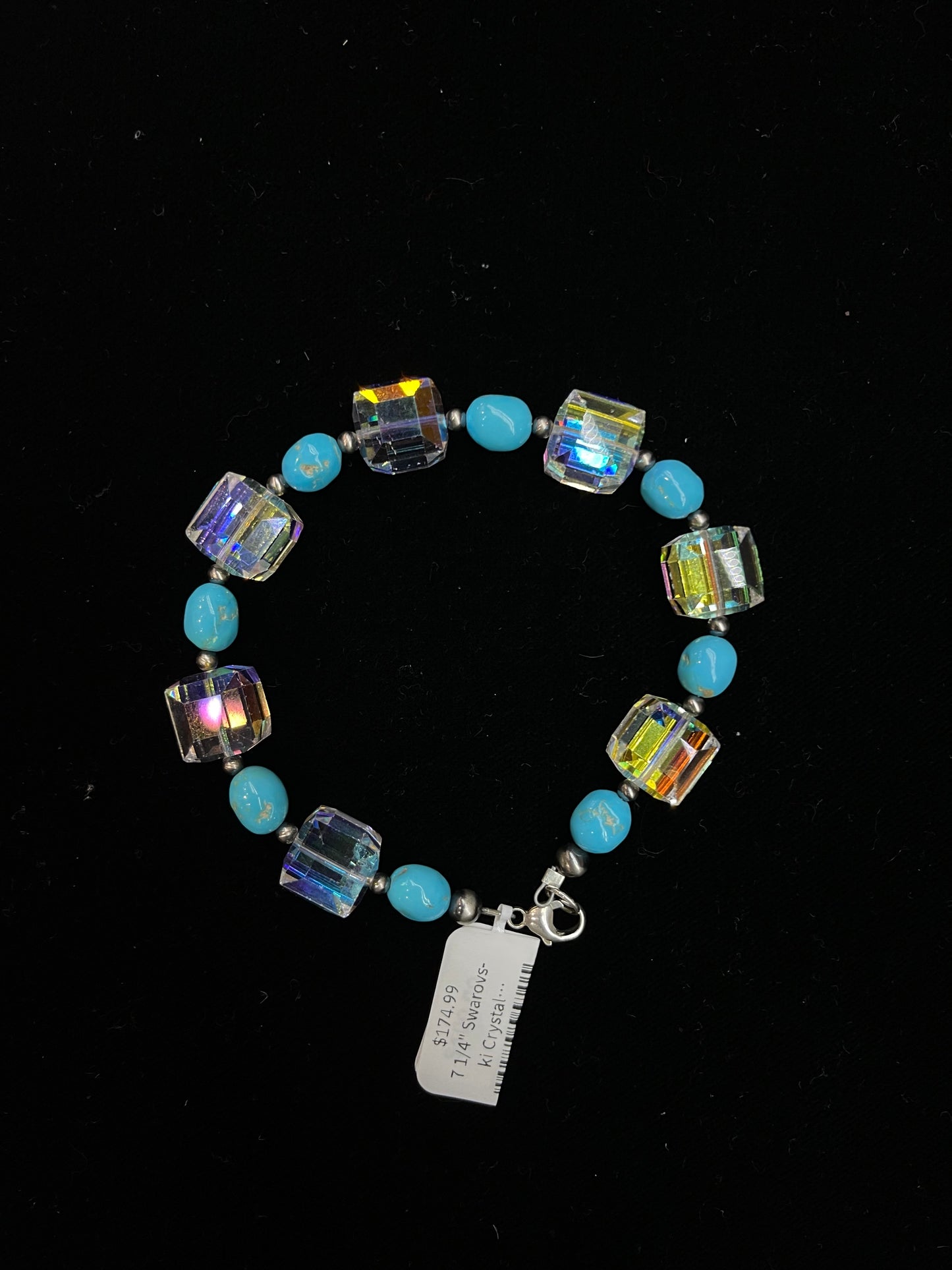 7 1/4" Swarovski Crystal and Turquoise Bracelet