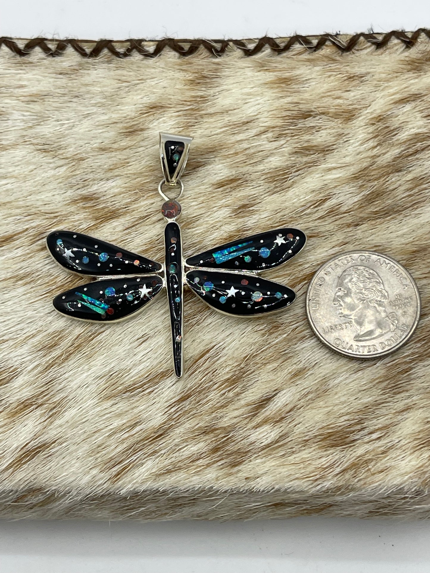 Inlay Galaxy Dragonfly Pendant with a 6.7mm Bale