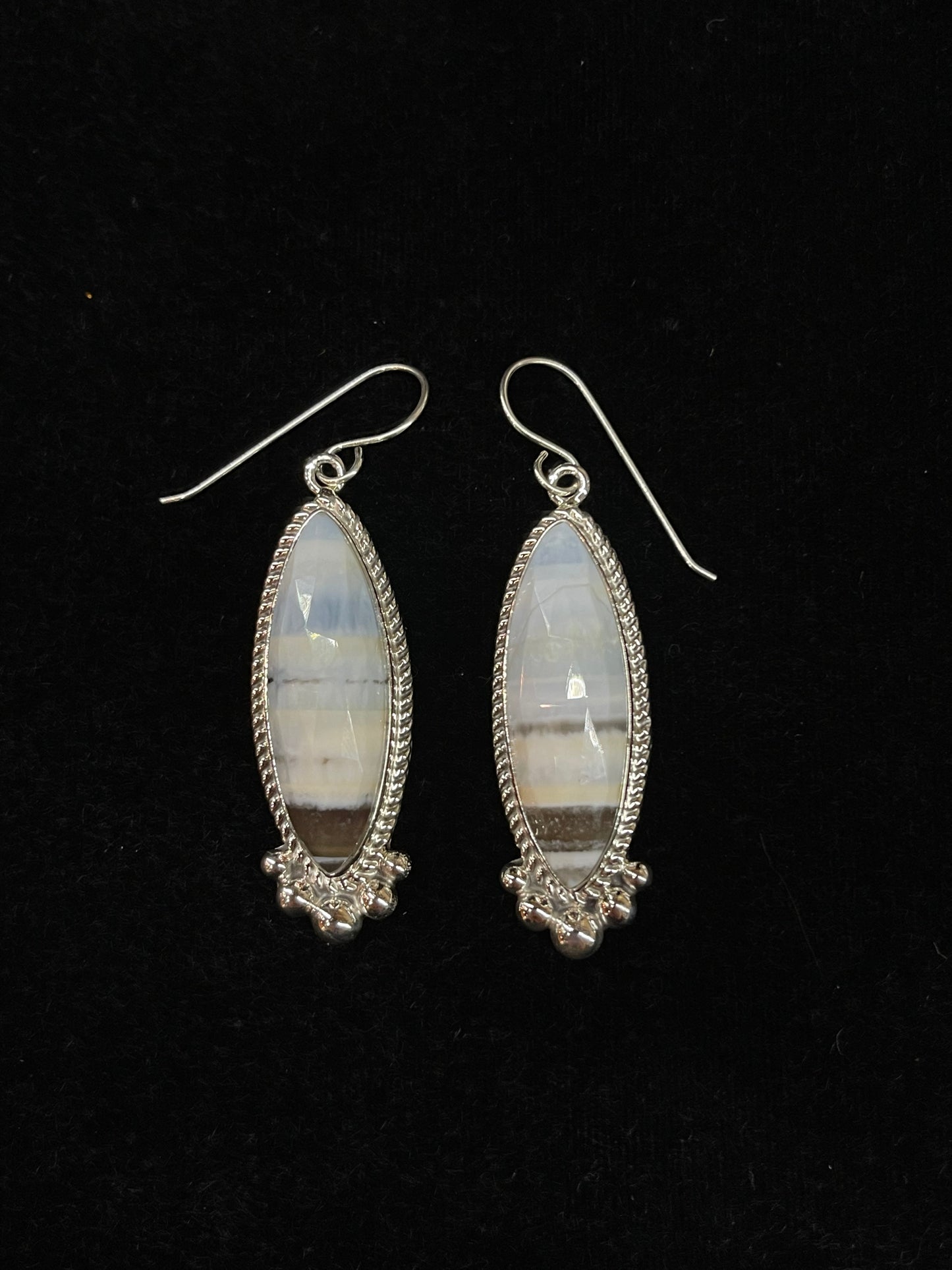 Botswana Blue Agate Earrings by Shirley Henry, Navajo