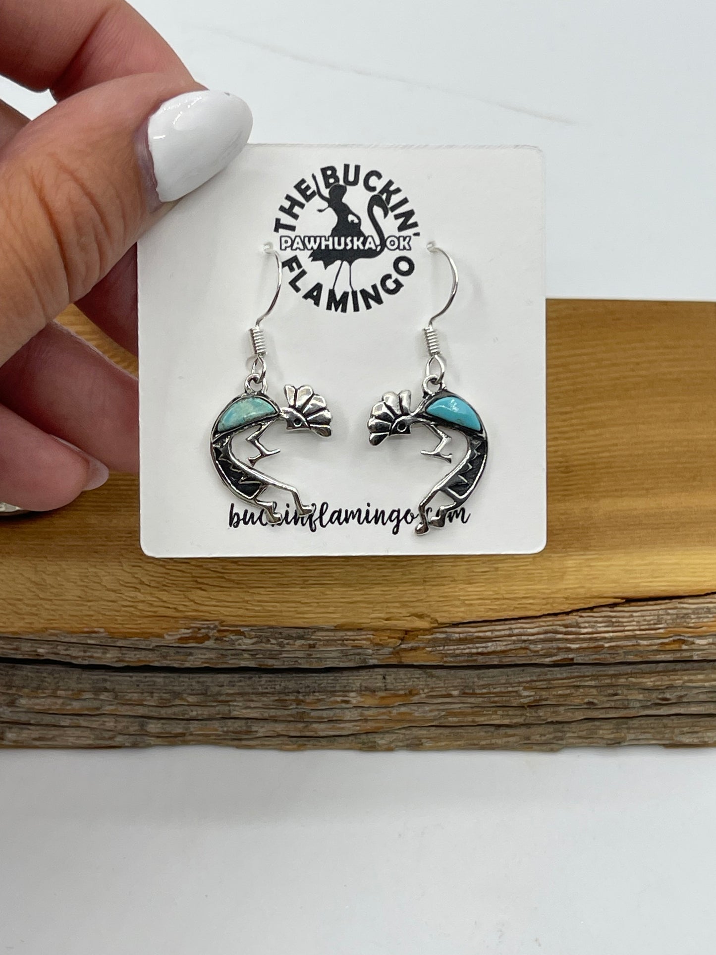 Turquoise Kokopelli Dancer Dangle Earrings