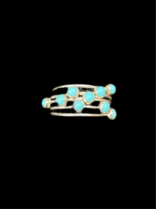 5.0 Cluster Turquoise Ring by Dorthy Yazzie, Navajo