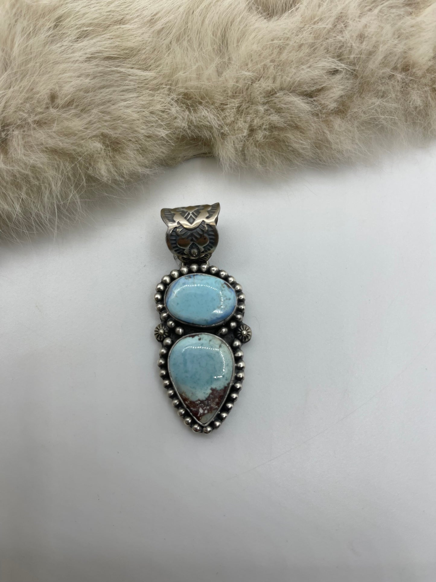 10mm Bail 2 Stone Golden Hills Turquoise Pendant