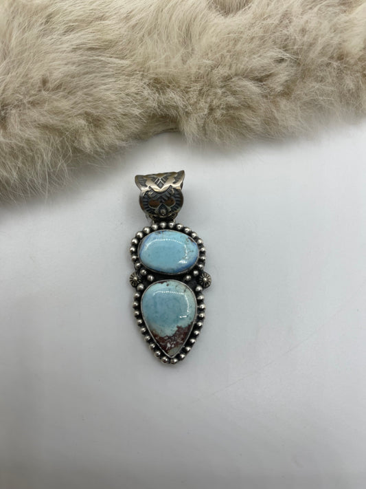10mm Bail 2 Stone Golden Hills Turquoise Pendant