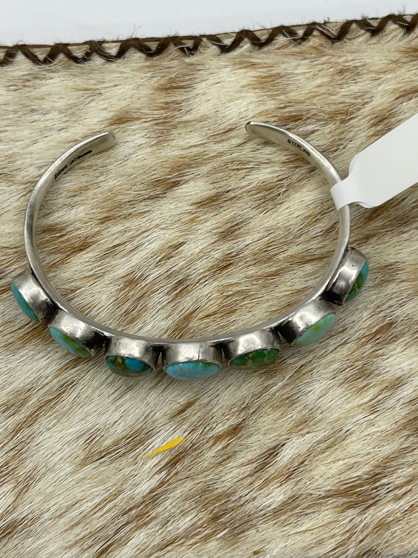 5 1/4”-7” 7 Stone Sonoran Gold Turquoise Cuff by Tom Lewis, Navajo