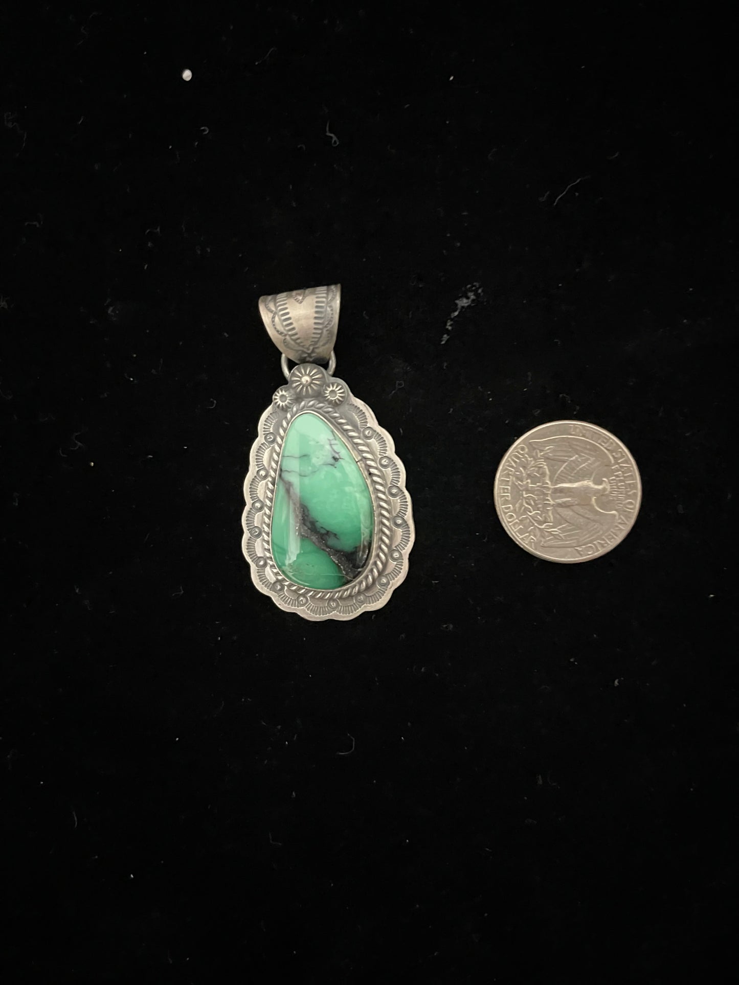 Emerald Rose Turquoise Pendant with a 7.8mm Bale by Gilbert Platero, Navajo