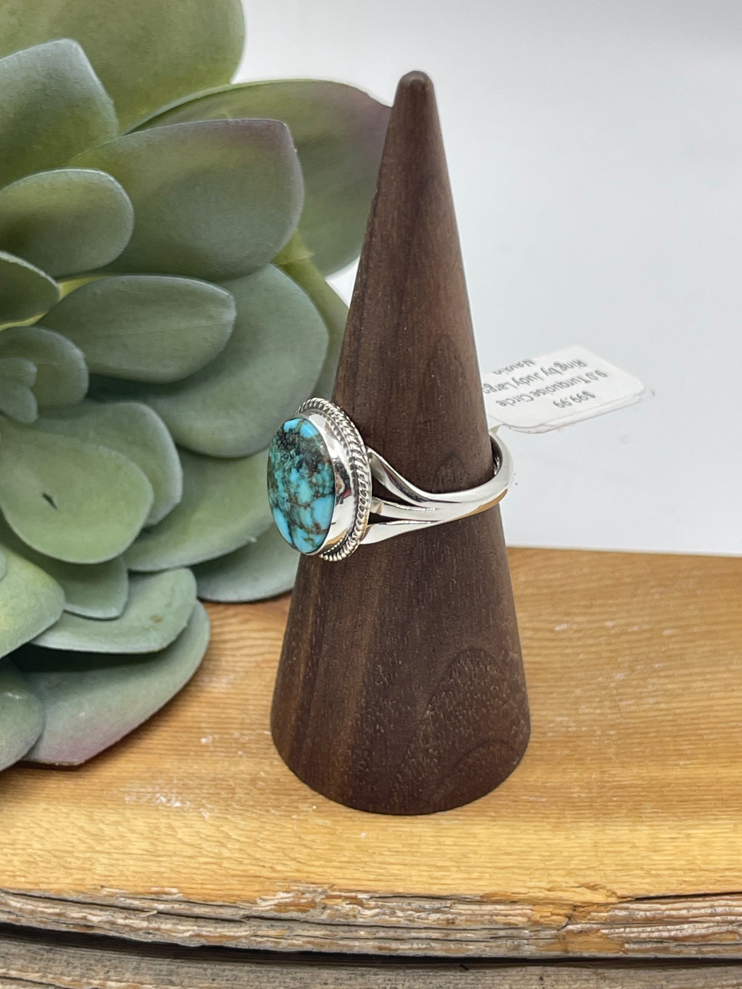 9.0 Turquoise Circle Ring by Judy Largo, Navajo