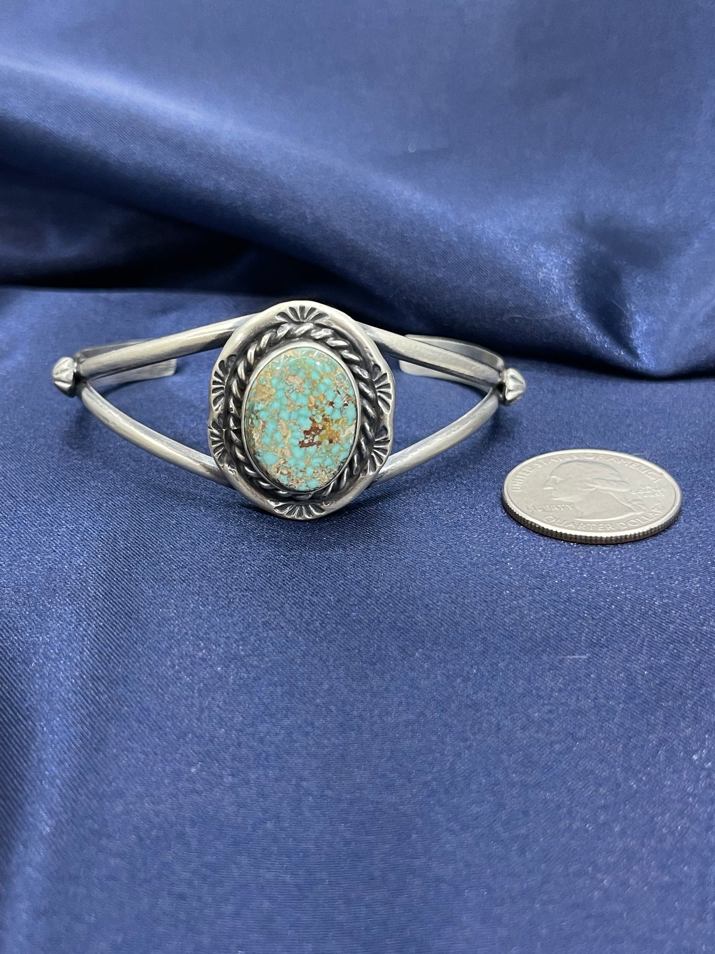 5.5" - 7" Single Stone Turquoise Cuff