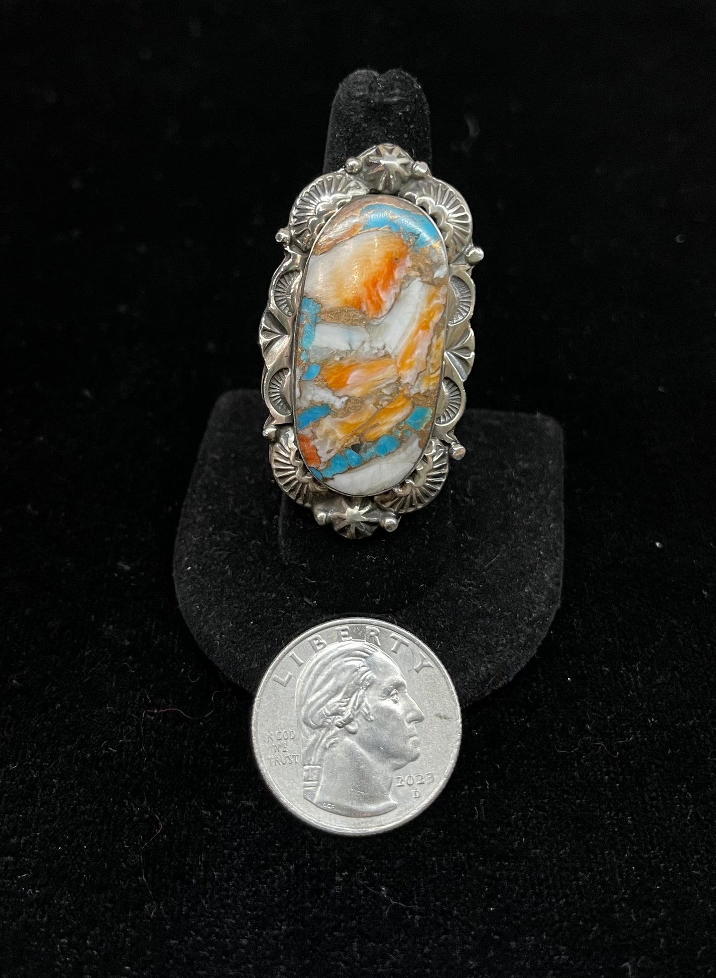 8.0 Spiny Turquoise Ring by Emerson Delgarito, Navajo