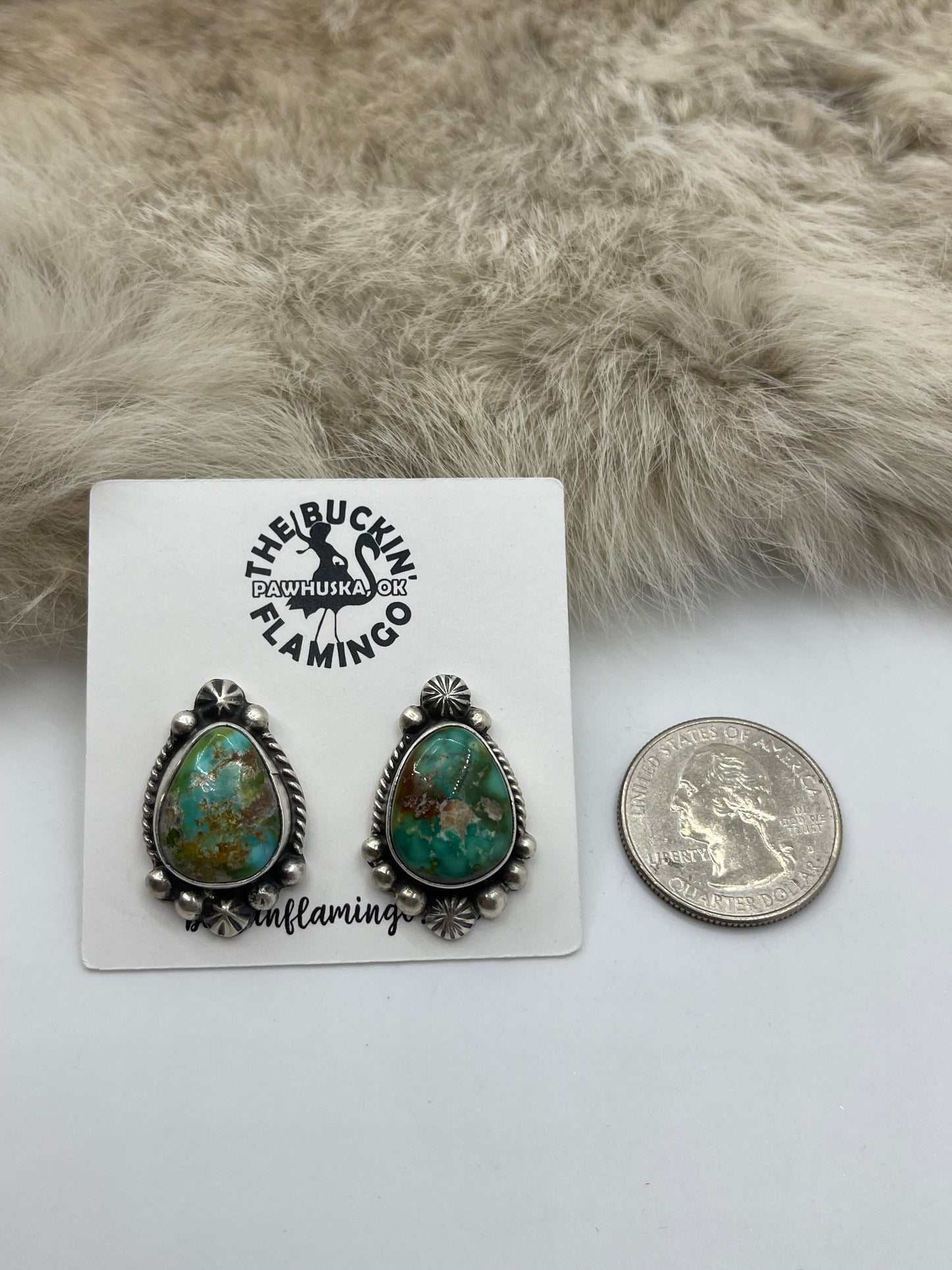 26" + 4.5" Drop Sonoran Gold Turquoise Lariat & Earring Set by Elouise Kee, Navajo