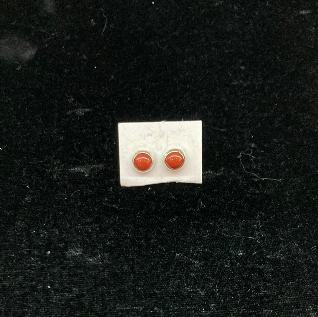 Red Coral Small Stud