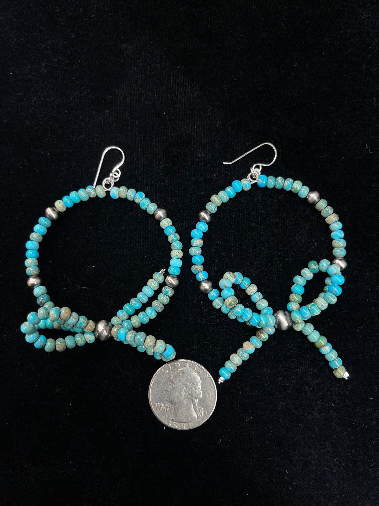 Turquoise Bow Hoop Earrings