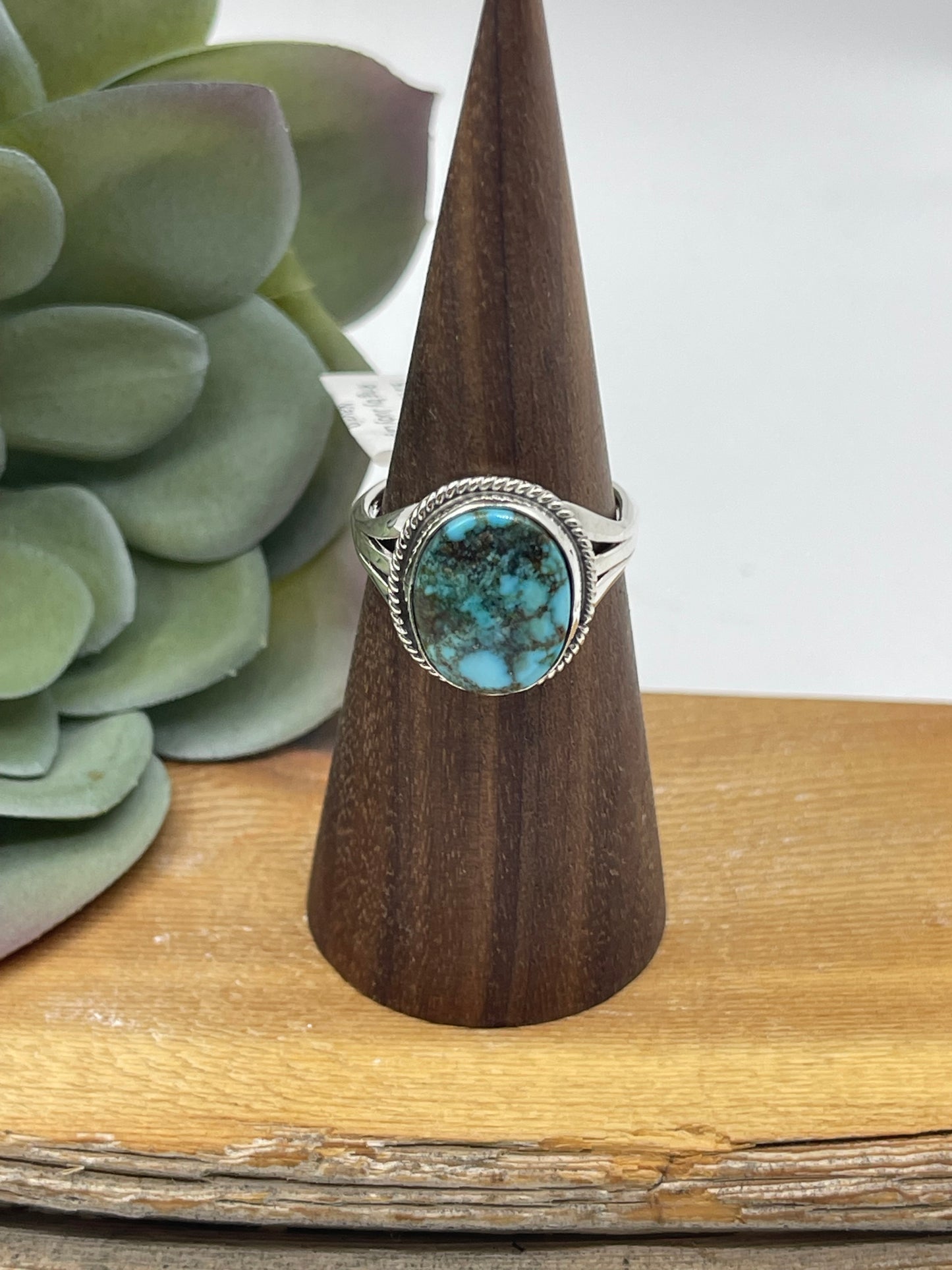 9.0 Turquoise Circle Ring by Judy Largo, Navajo