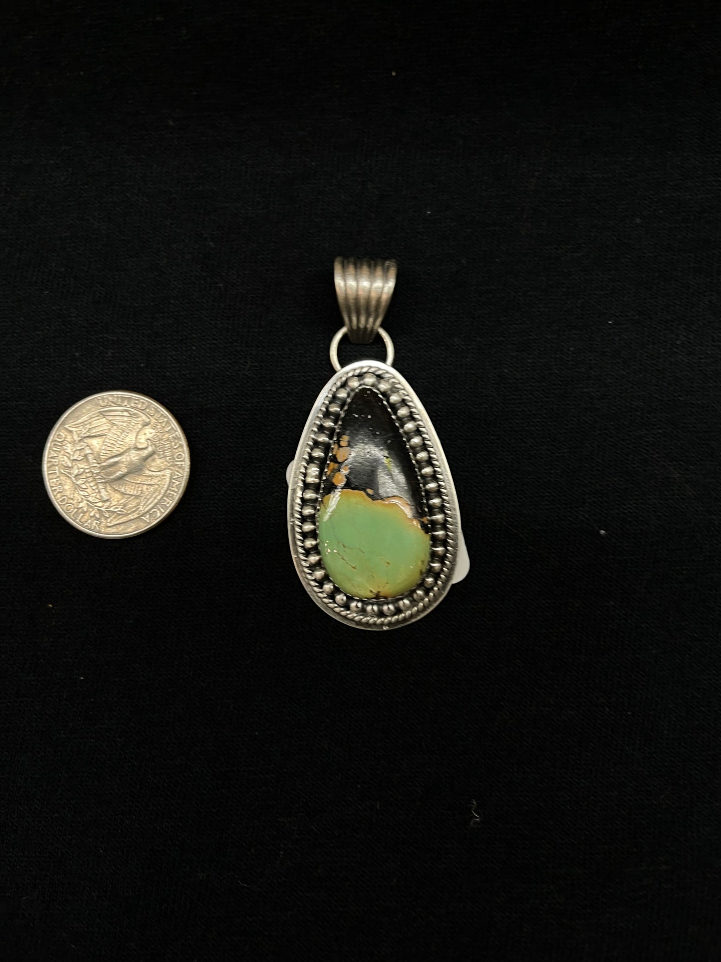 Mantis Turquoise Teardrop Pendant with a 7.2mm Bale by Kevin Begay, Navajo