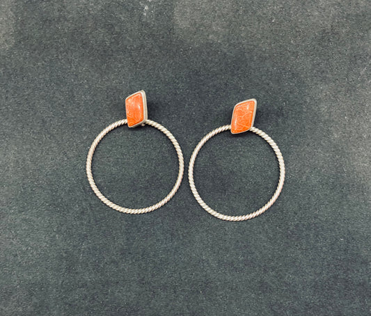 Apple Coral Hoops by Verley Betone, Navajo