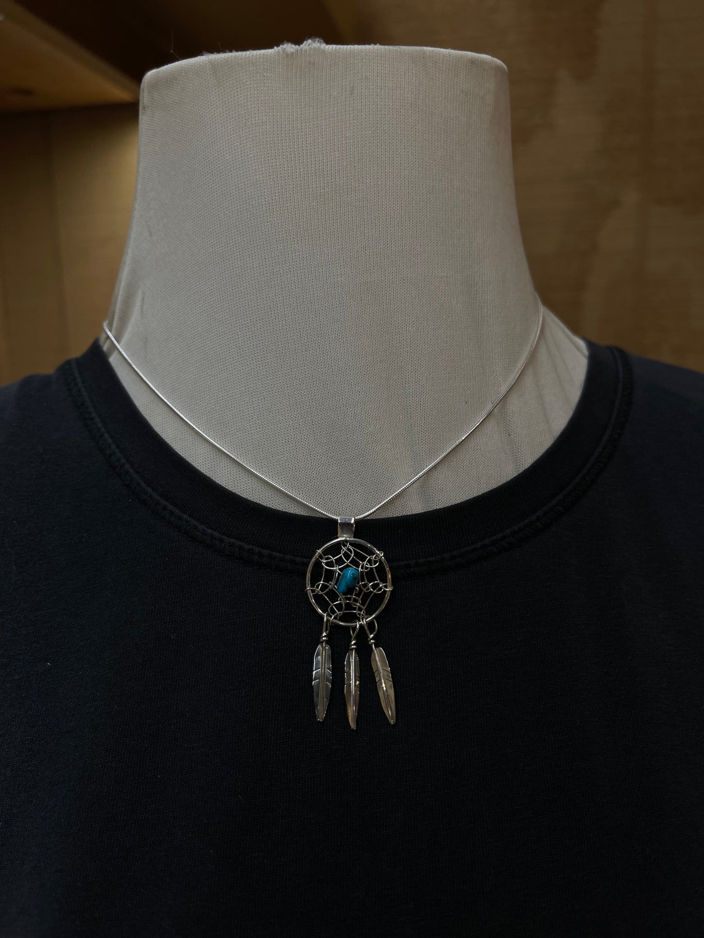 16" Turquoise Dream Catcher Necklace