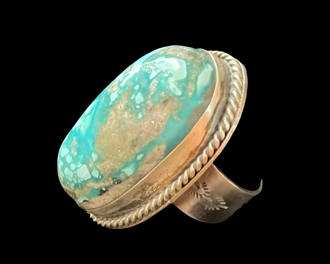 7.0 Persian Turquoise Ring by John Nelson, Navajo