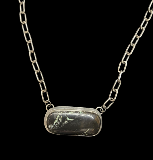 16" Black Buffalo Necklace by Gilbert Platero, Navajo