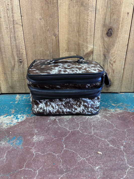 Double Stacked Cowhide Make Up Bag