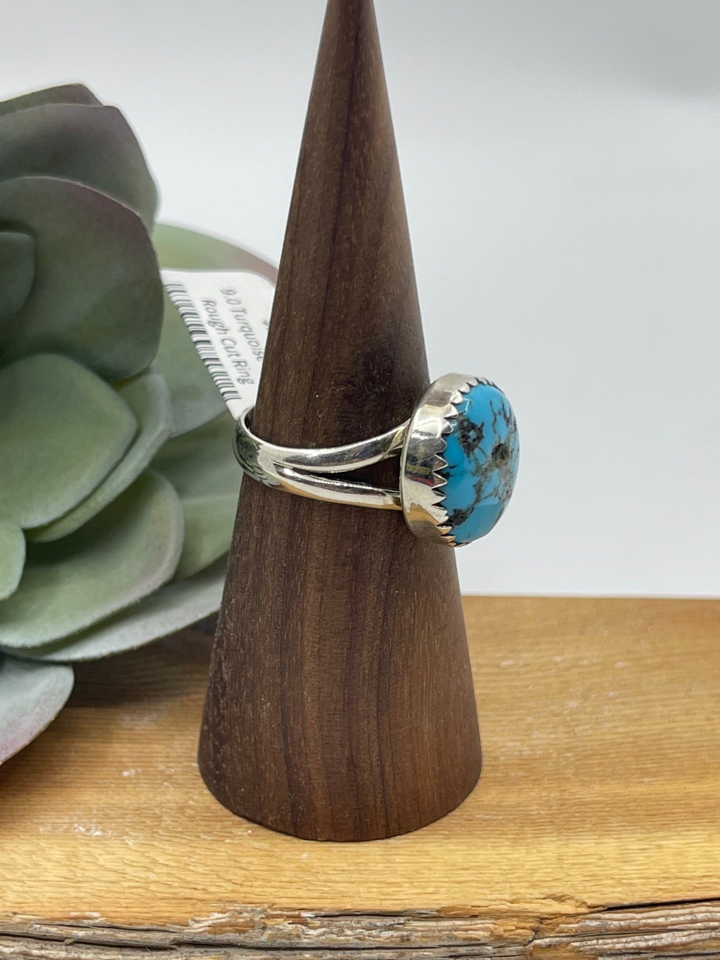 9.0 Turquoise Circle Rough Cut Ring