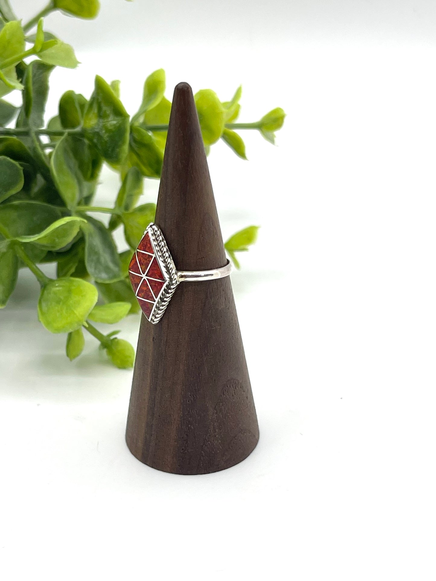 7.5 Red Opal Ring by Gina Dosedo, Zuni