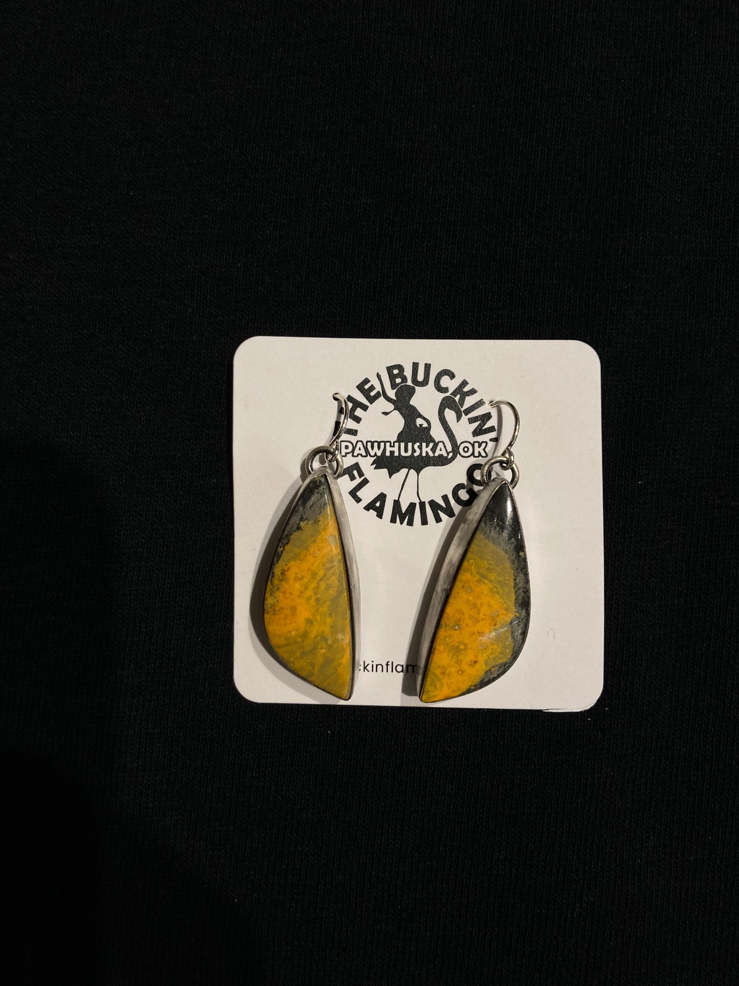 Bumblebee Jasper Triangular Shaped Dangle Earrings by Jason Dixon, Navajo