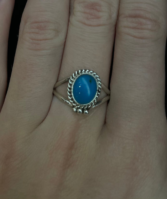 7.5 Turquoise Ring by Rosemary Saunders, Navajo