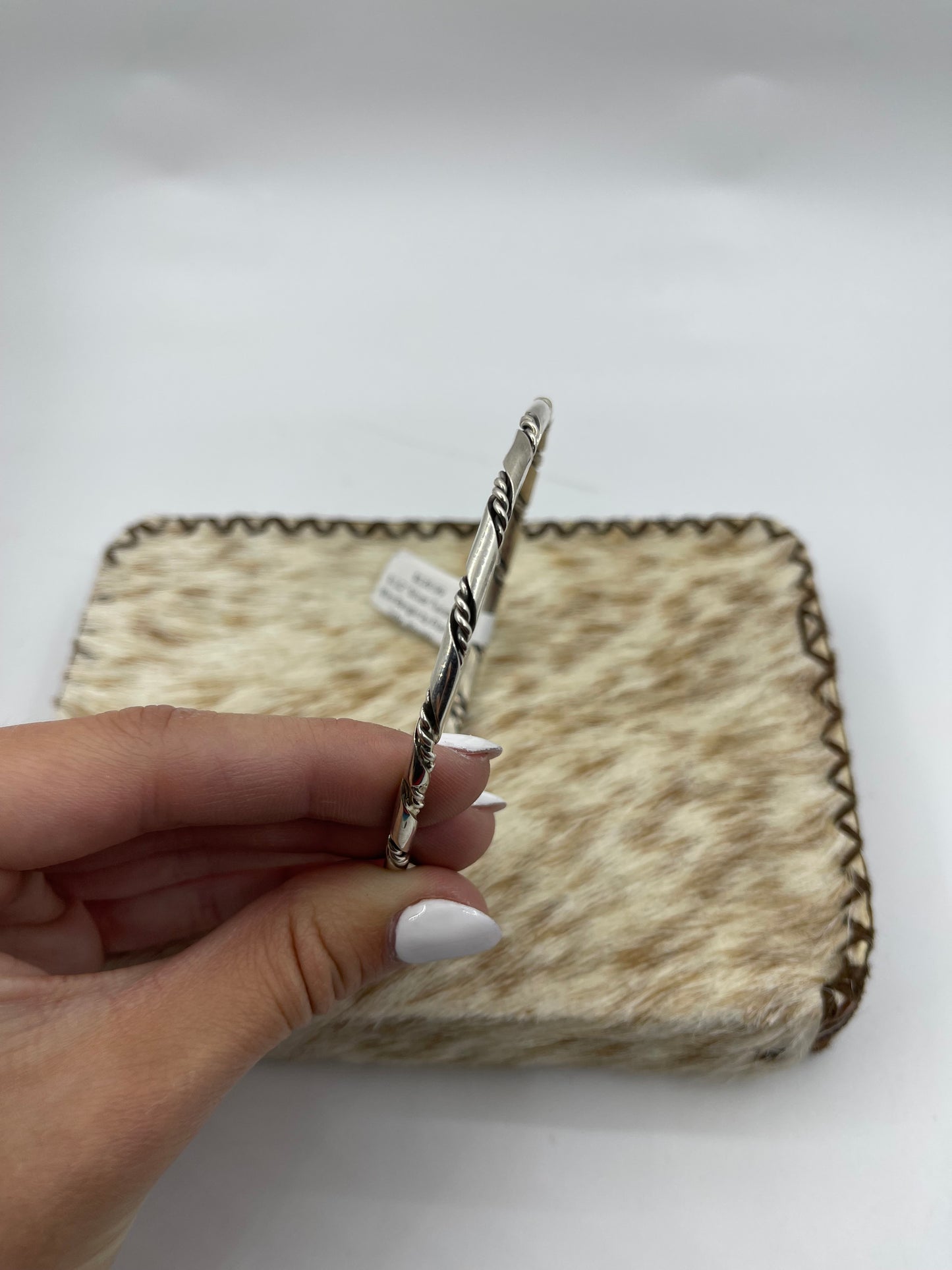 8 1/2" Silver Twisted Wire Bangle by Elaine Tahe, Navajo