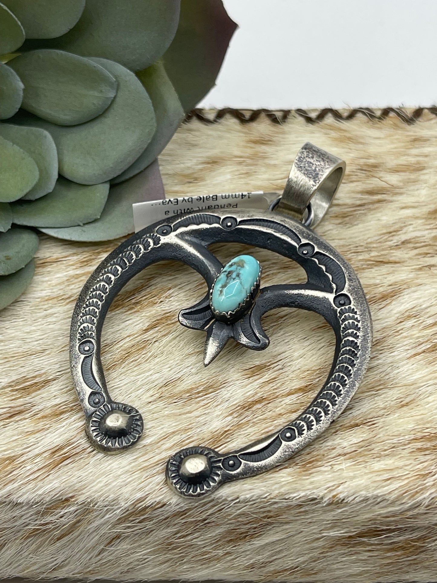 Turquoise Naja Hook Pendant with a 14mm Bale by Eva and Linberg Billah, Navajo