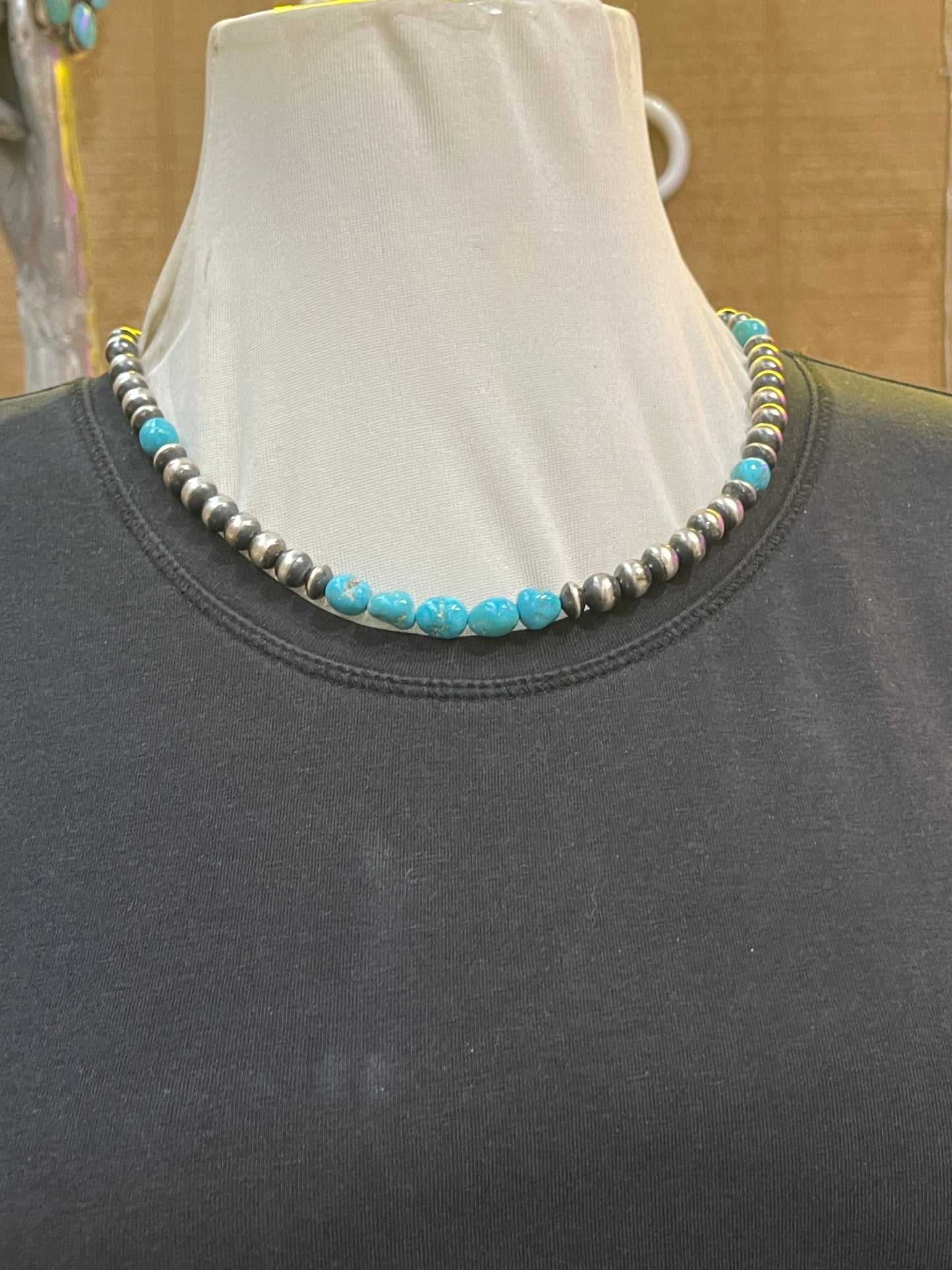 Sleeping Beauty Turquoise with Navajo Pearl Necklace