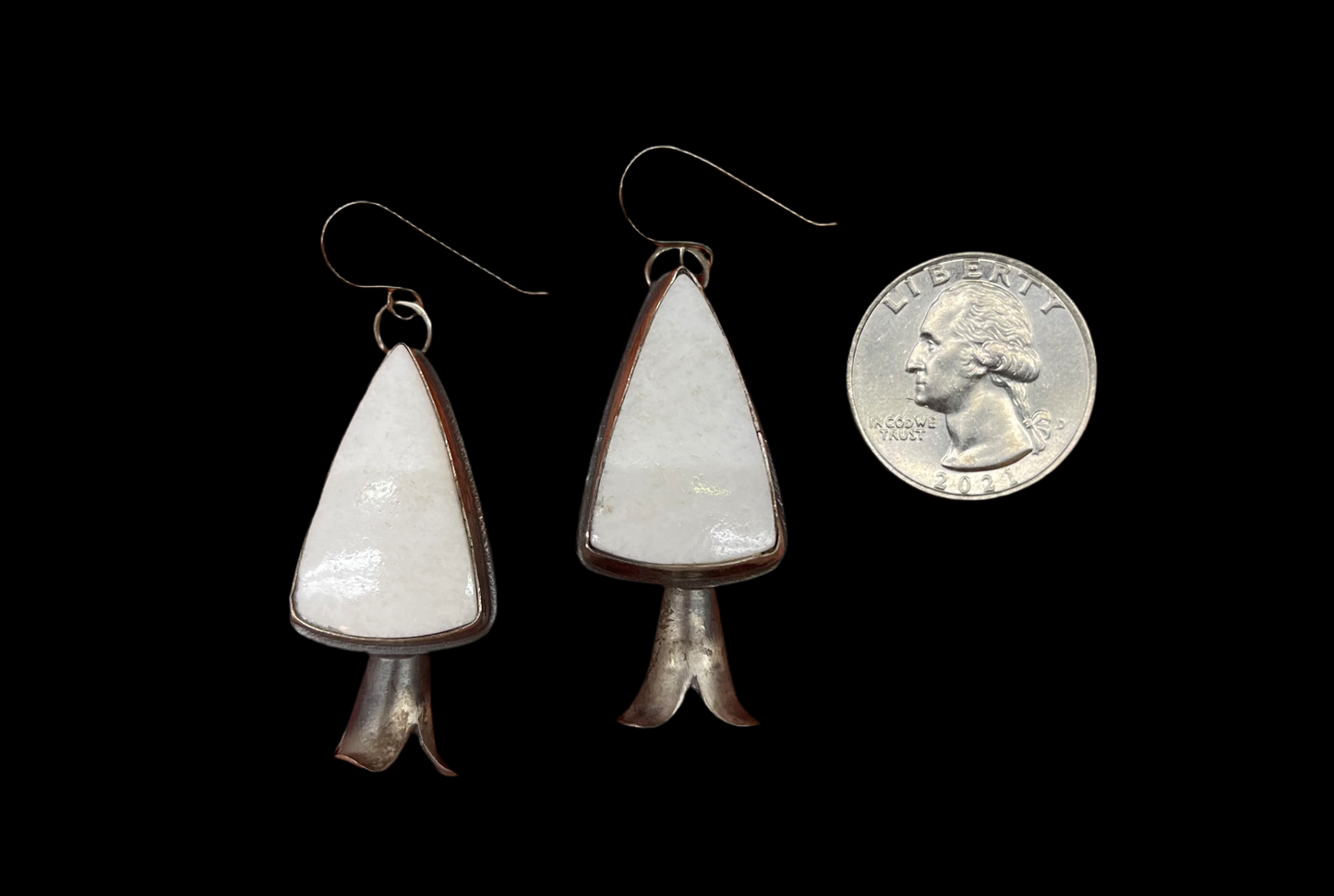 White Buffalo Blossom Dangle Earrings by Gilbert Platero, Navajo