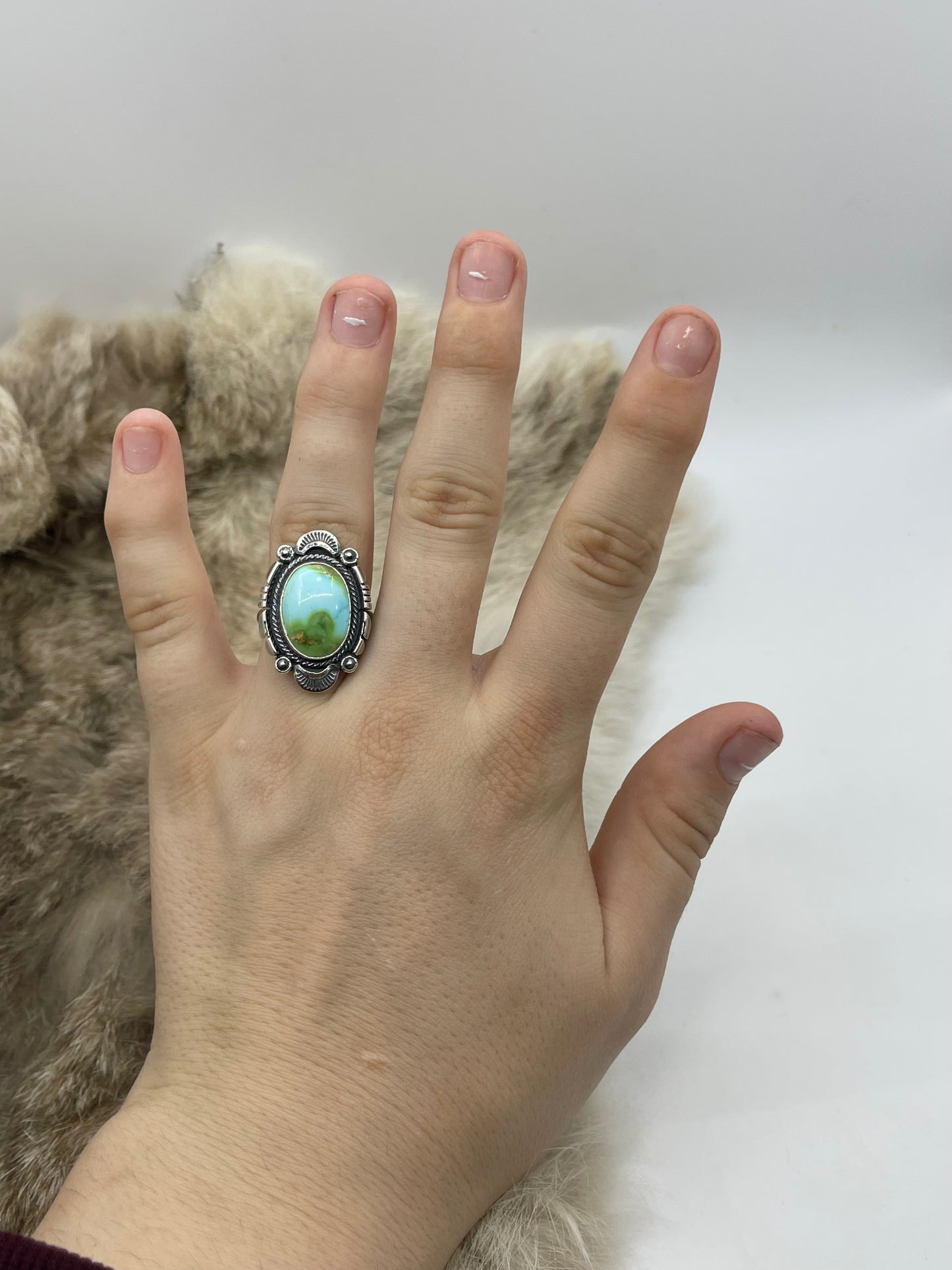 9.0 Sonoran Gold Turquoise Ring by Daniel Benally, Navajo