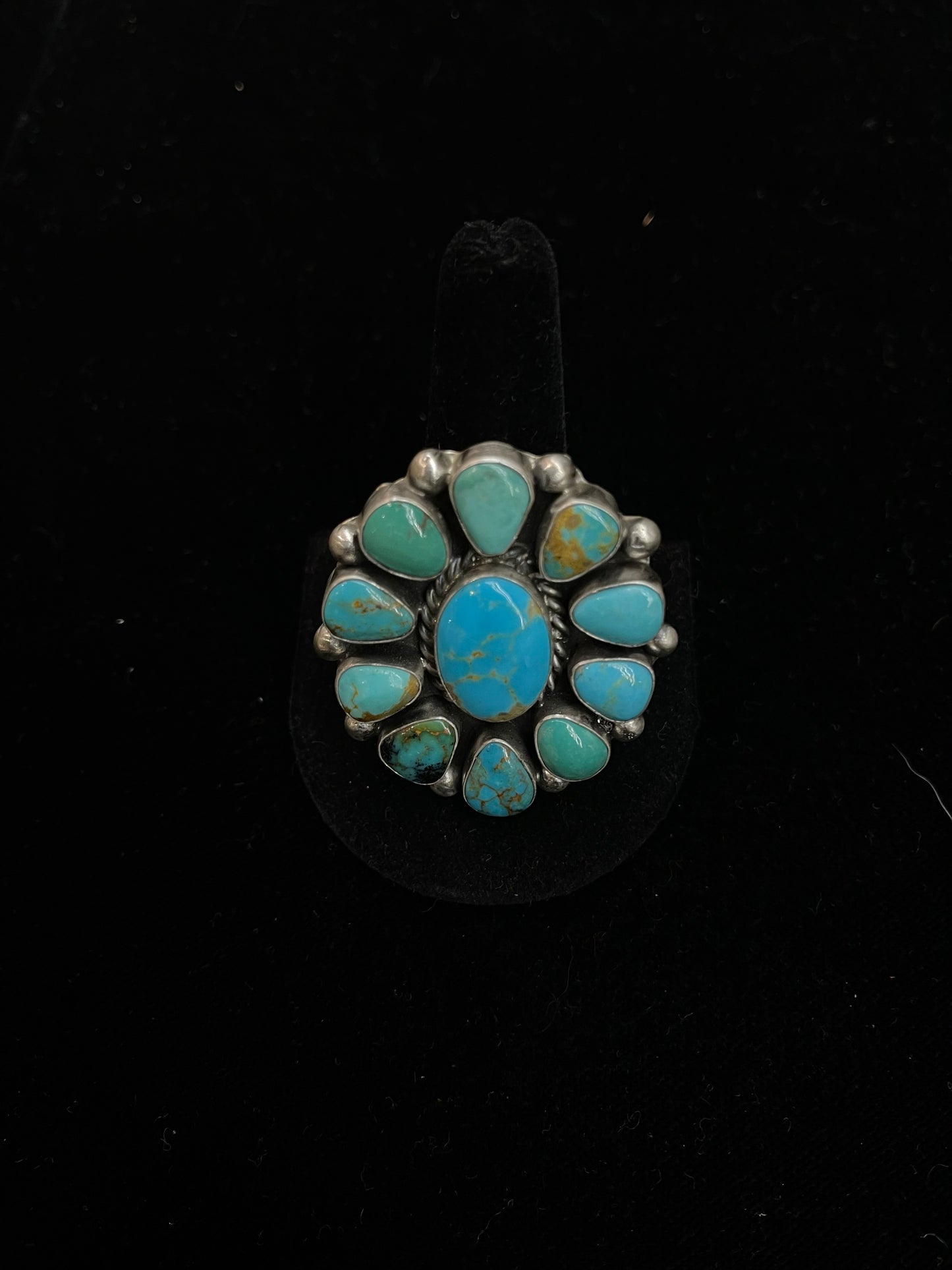 Adjustable Turquoise Cluster Ring by Augustine Largo, Navajo